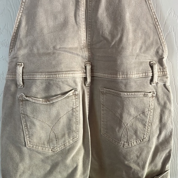 Y2K Calvin Klein Overall Shorts Women's Size XS Khaki Shortalls Carpenter - Picture 7 of 7